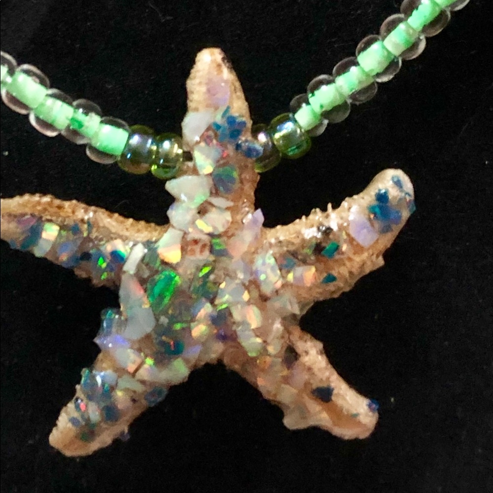 Starfish pendent with opal chips